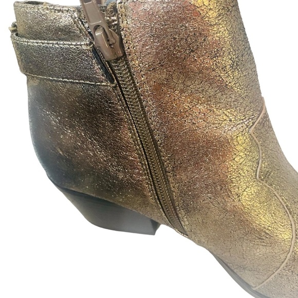 QUPID - SIZE 7 - BRONZE ANKLE BOOTIES - I SIDE ZIP - WESTERN FLARE BUCKLE - S3 - Picture 11 of 15
